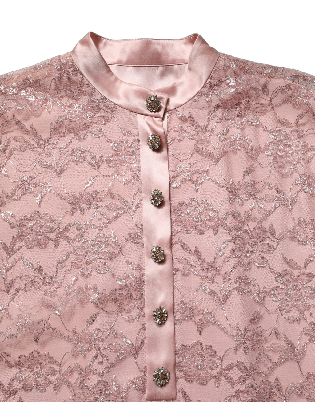 Robe midi Dolce & Gabbana en dentelle florale rose avec cordons, style kaftan élégant et féminin.