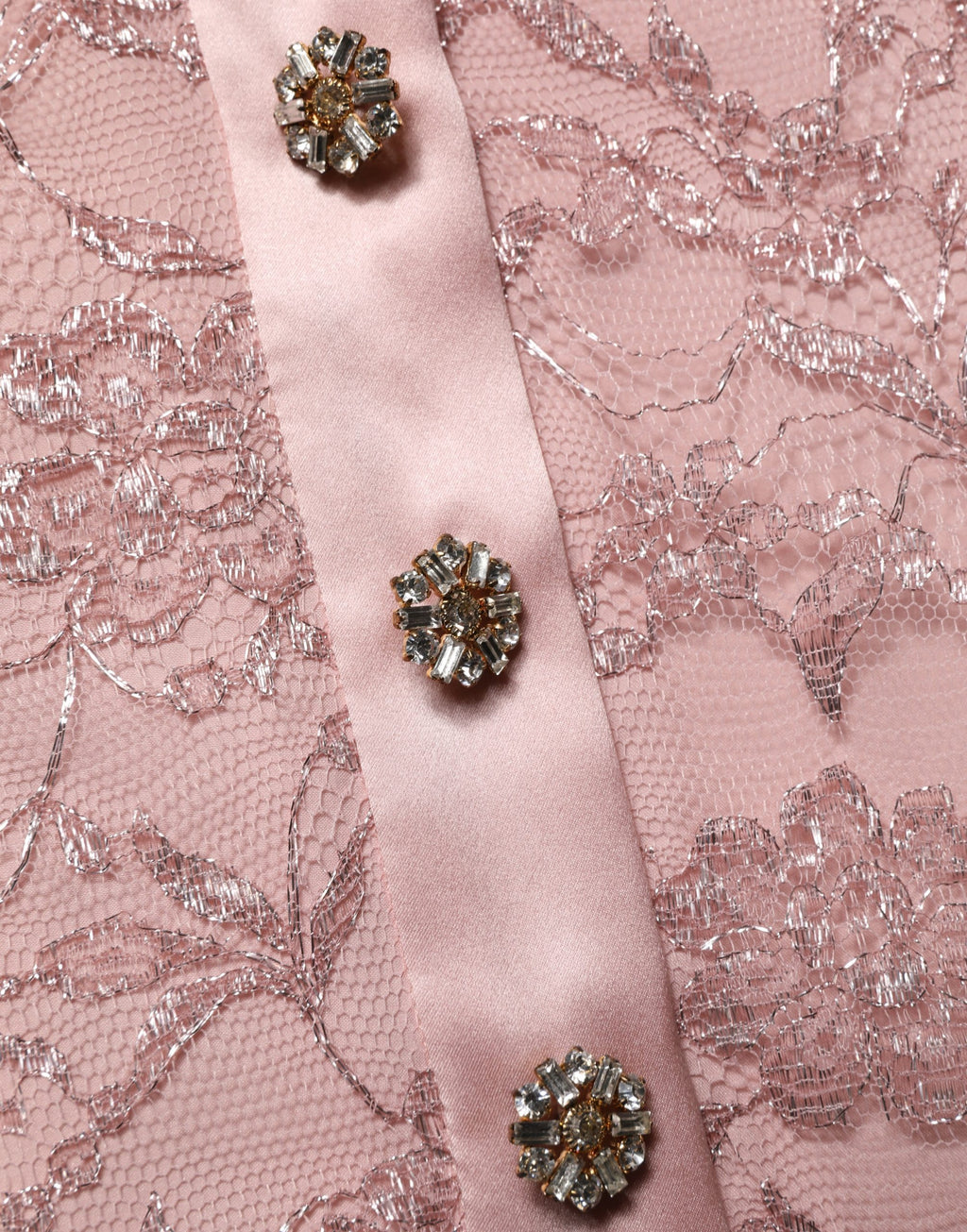 Robe midi en dentelle florale rose avec cordons Dolce & Gabbana, style kaftan élégant et féminin.