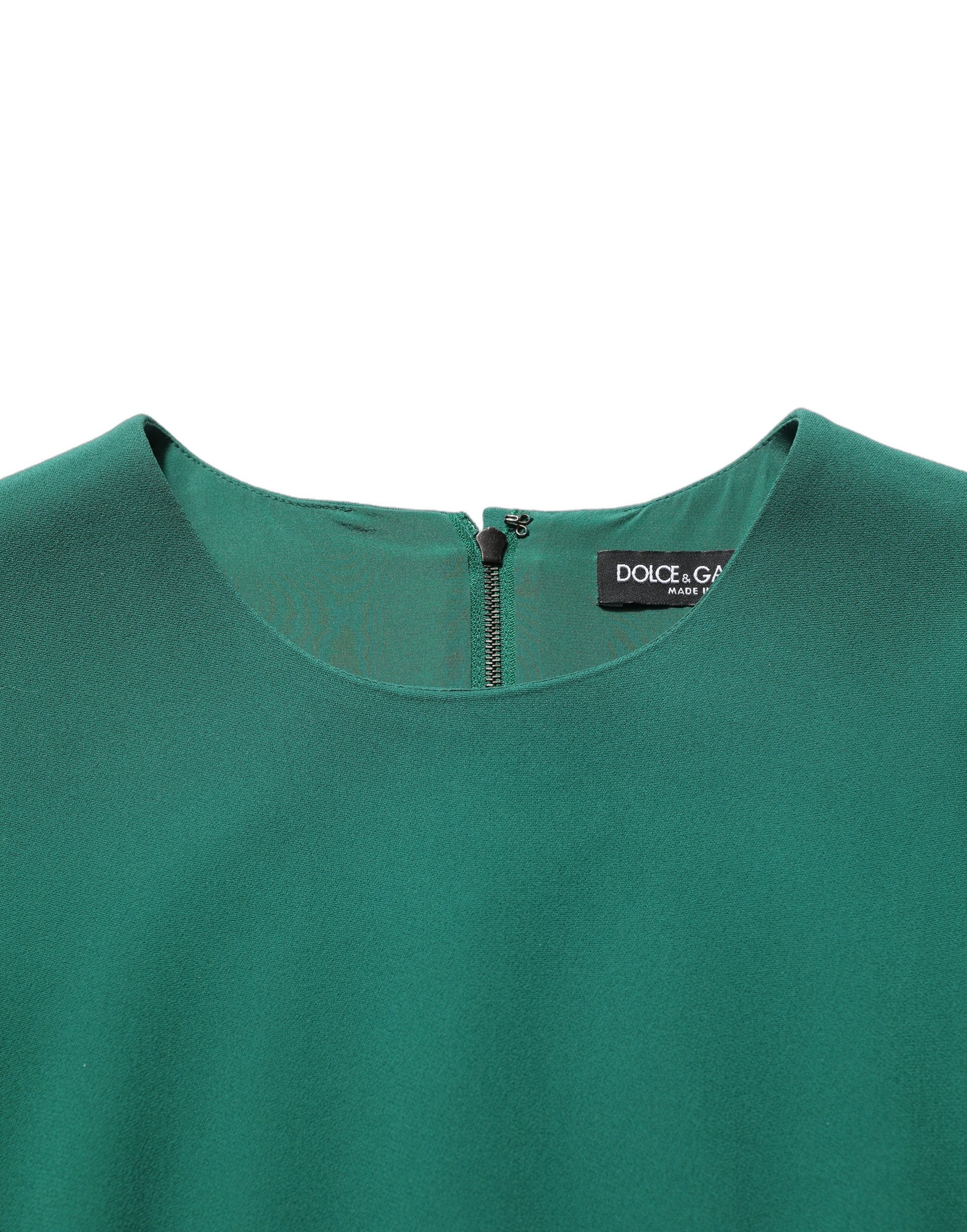 Robe courte Dolce & Gabbana en viscose verte à manches longues et coupe évasée.