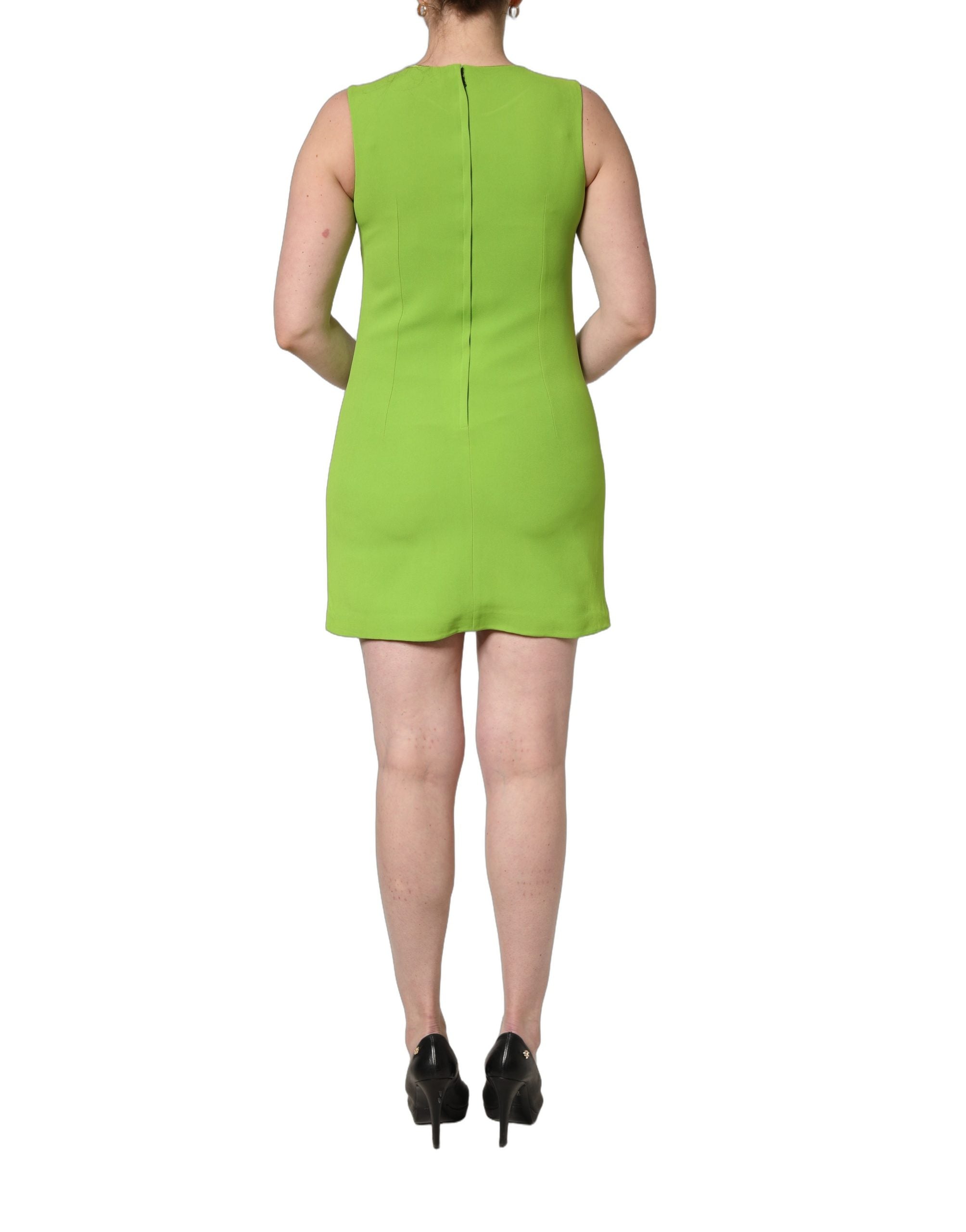Robe courte sans manches Dolce & Gabbana en viscose verte, silhouette évasée et style élégant.