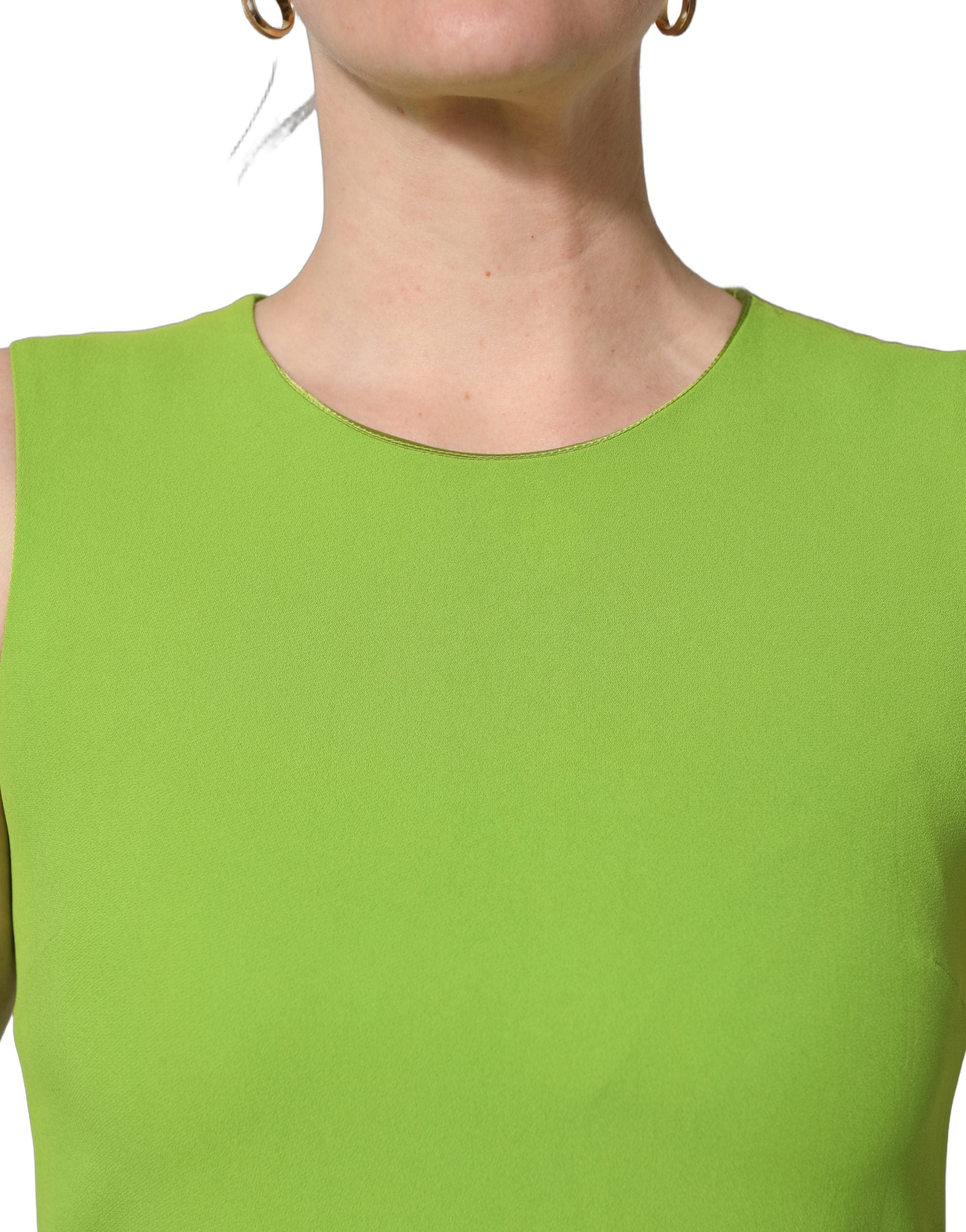 Robe courte sans manches Dolce & Gabbana en viscose verte, coupe évasée et style mini.