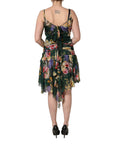 Robe courte sans manches Dolce & Gabbana à imprimé floral multicolore, style élégant et coloré pour femme.