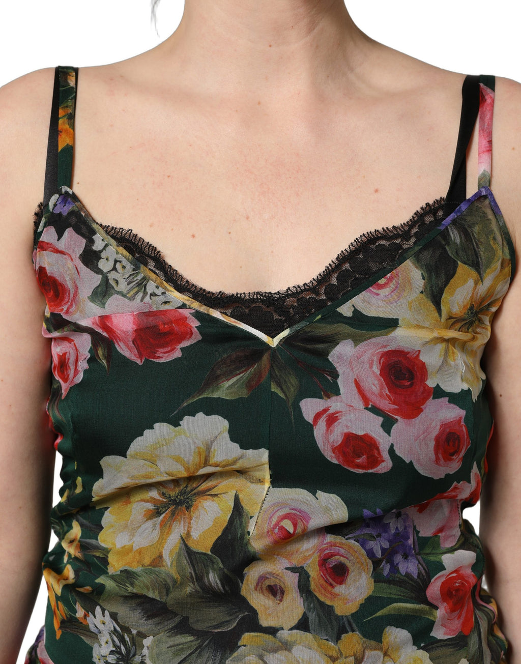 Robe courte sans manches Dolce & Gabbana à imprimé floral multicolore, élégante et tendance.