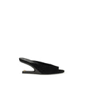 Mules en cuir de chèvre noir Balmain, élégantes chaussures à talon avec design sophistiqué, vue de face.