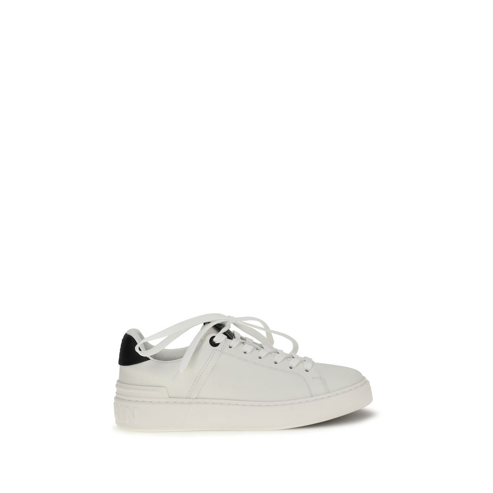 Sneakers basses en cuir de veau noir Balmain Bos Taurus, chaussures de mode élégantes et confortables.