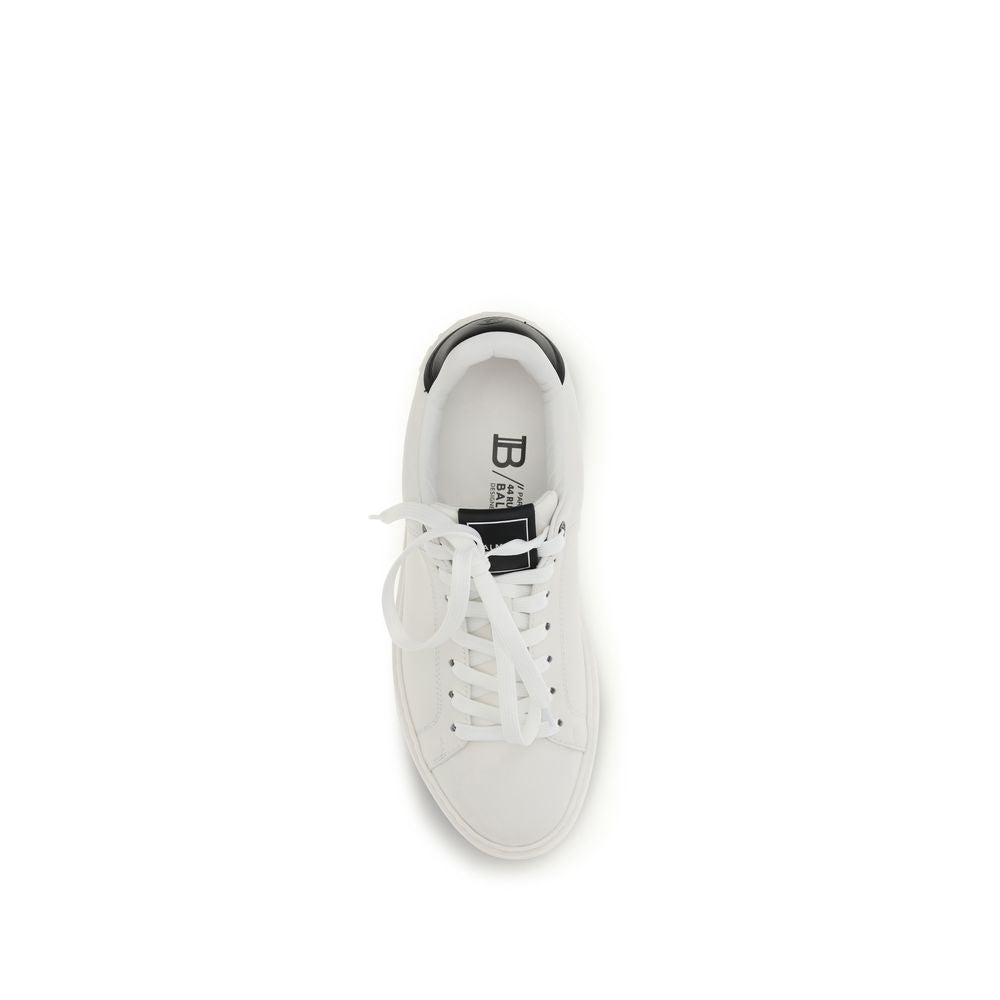 Chaussures sneakers basses en cuir de veau noir Balmain Bos Taurus, style décontracté et moderne.