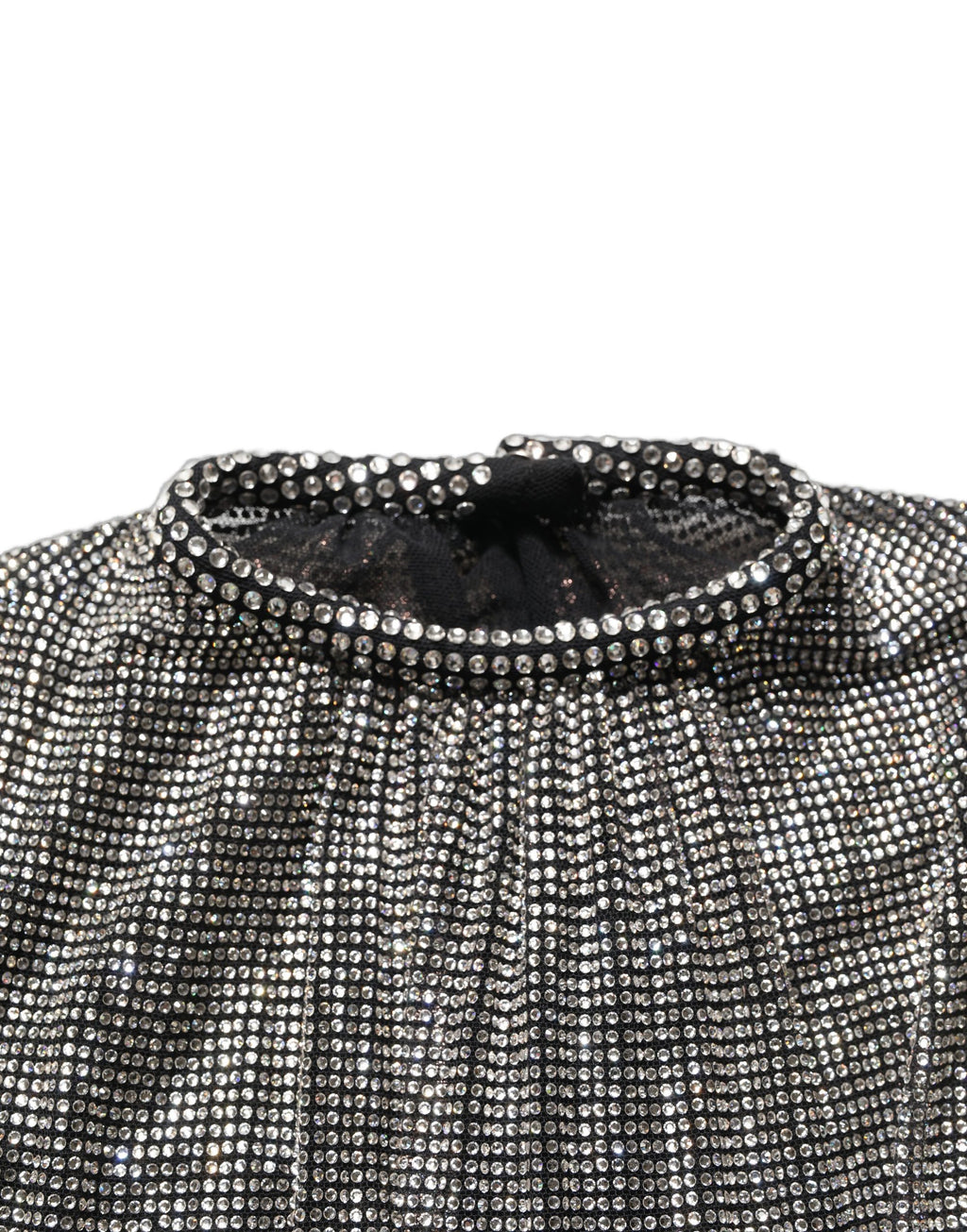 Combinaison courte en robe body Dolce & Gabbana en dentelle argentée à manches longues et brillants.