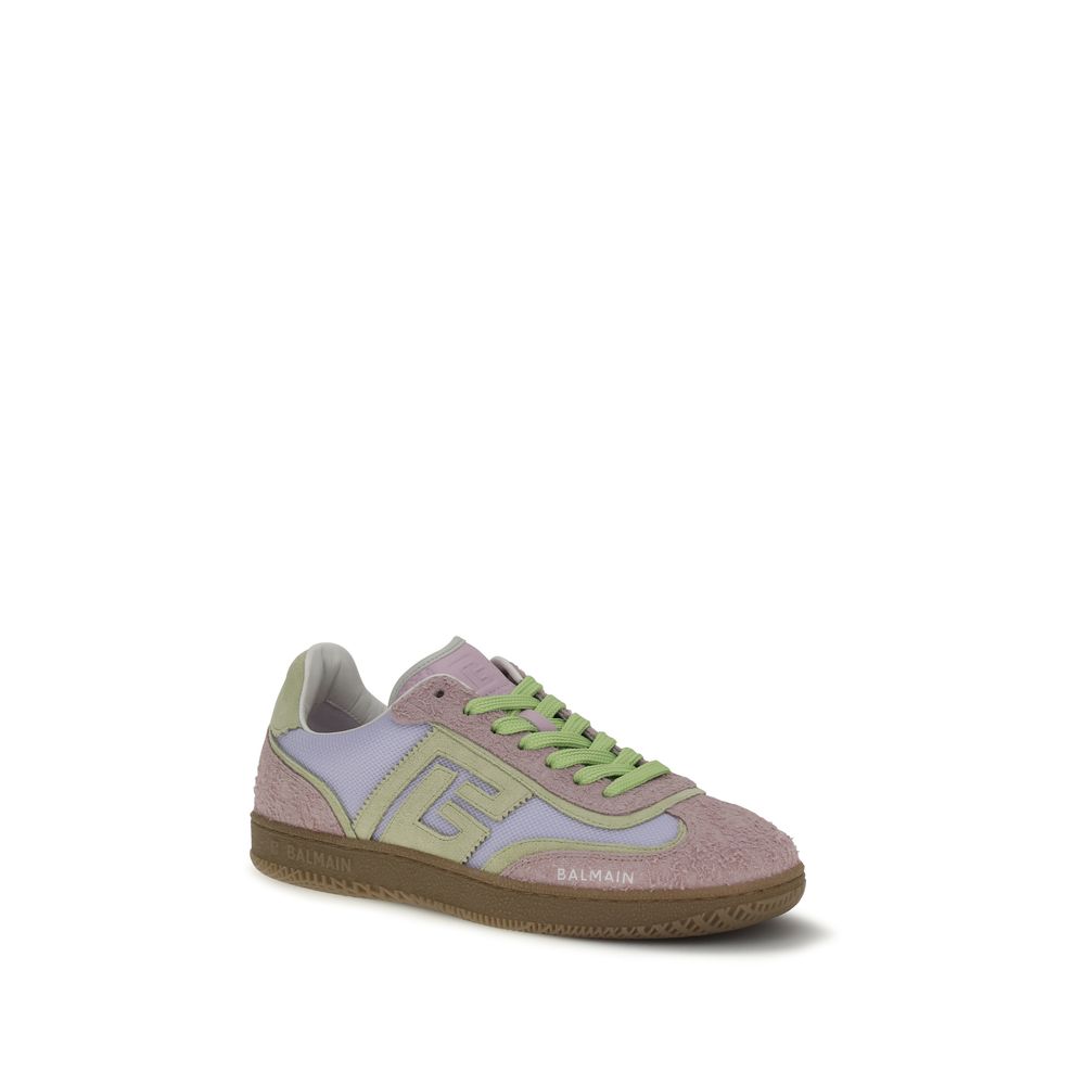 Sneakers Balmain en cuir de veau multicolore Bos Taurus, chaussures athlétiques élégantes avec design moderne.