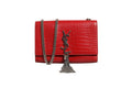 Saint Laurent Kate Tassel Chain Bag aus rot geprägtem Krokodilleder