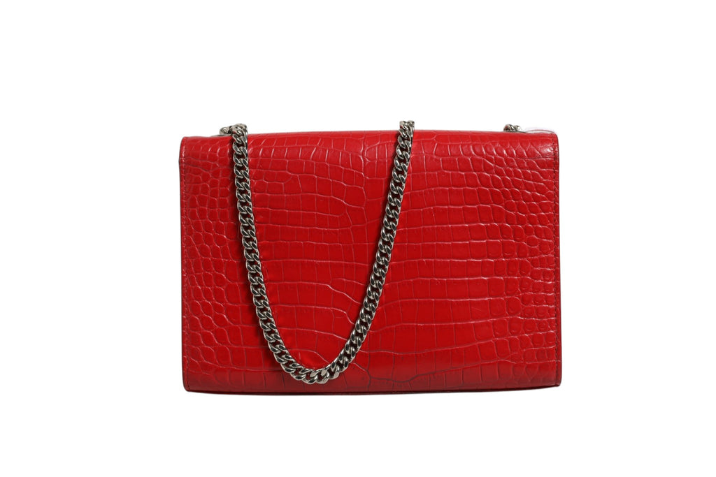 Saint Laurent Kate Tassel Chain Bag aus rot geprägtem Krokodilleder