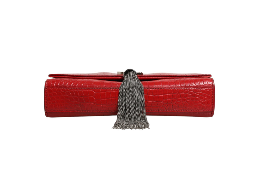 Saint Laurent Kate Tassel Chain Bag aus rot geprägtem Krokodilleder