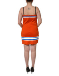 Robe courte en coton orange Dolce & Gabbana inspirée du football américain Super Bowl, design élégant et tendance.
