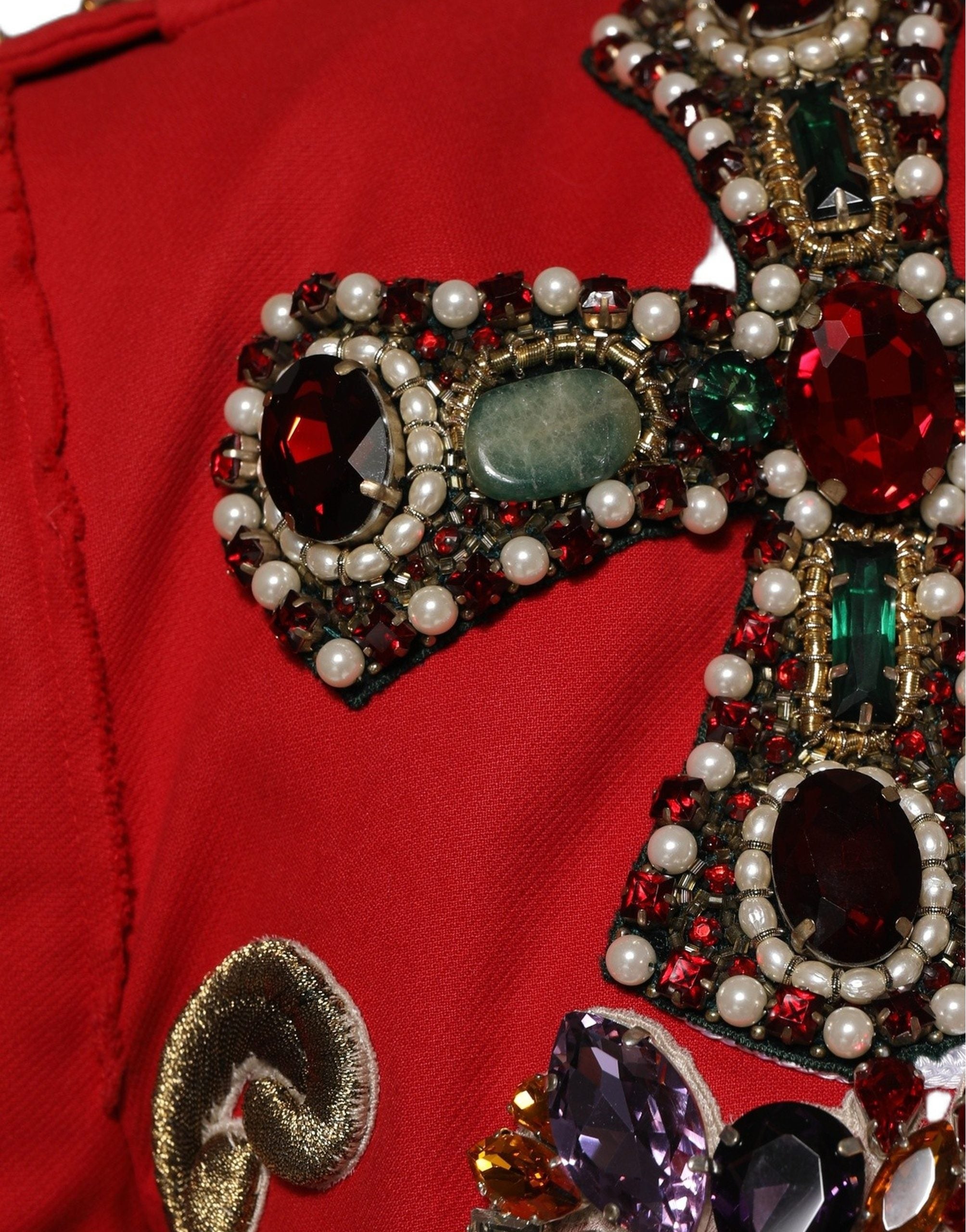 Veste courte asymétrique Dolce & Gabbana multicolore avec bijoux ornés et design orné.