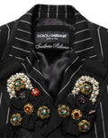 Blazer double-breasted noir à rayures noires et blanches de Dolce & Gabbana, veste élégante pour homme ou femme.