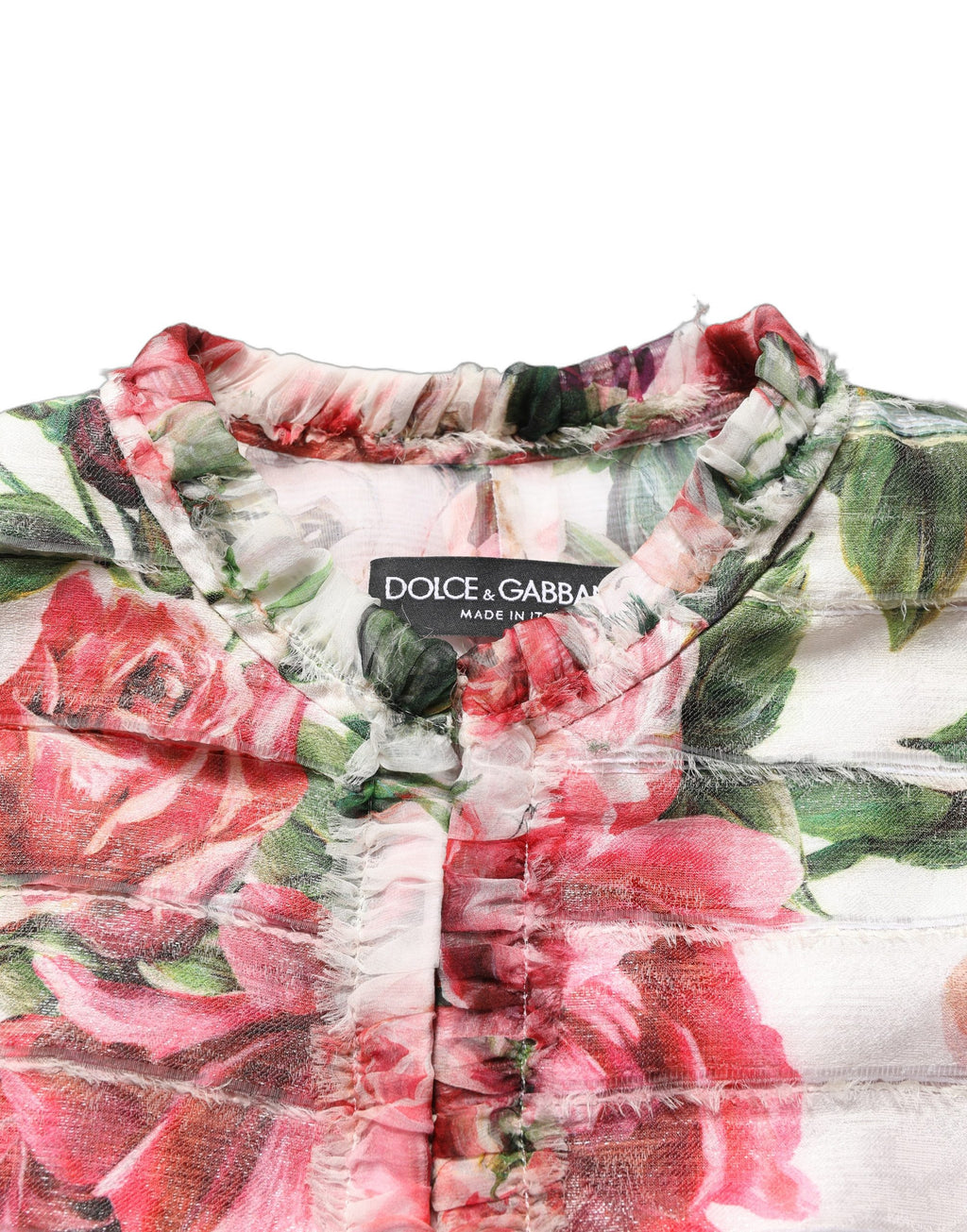 Veste en polyester Dolce & Gabbana à imprimé paon multicolore, coupe élégante et tendance, visible en détail dans l'image.