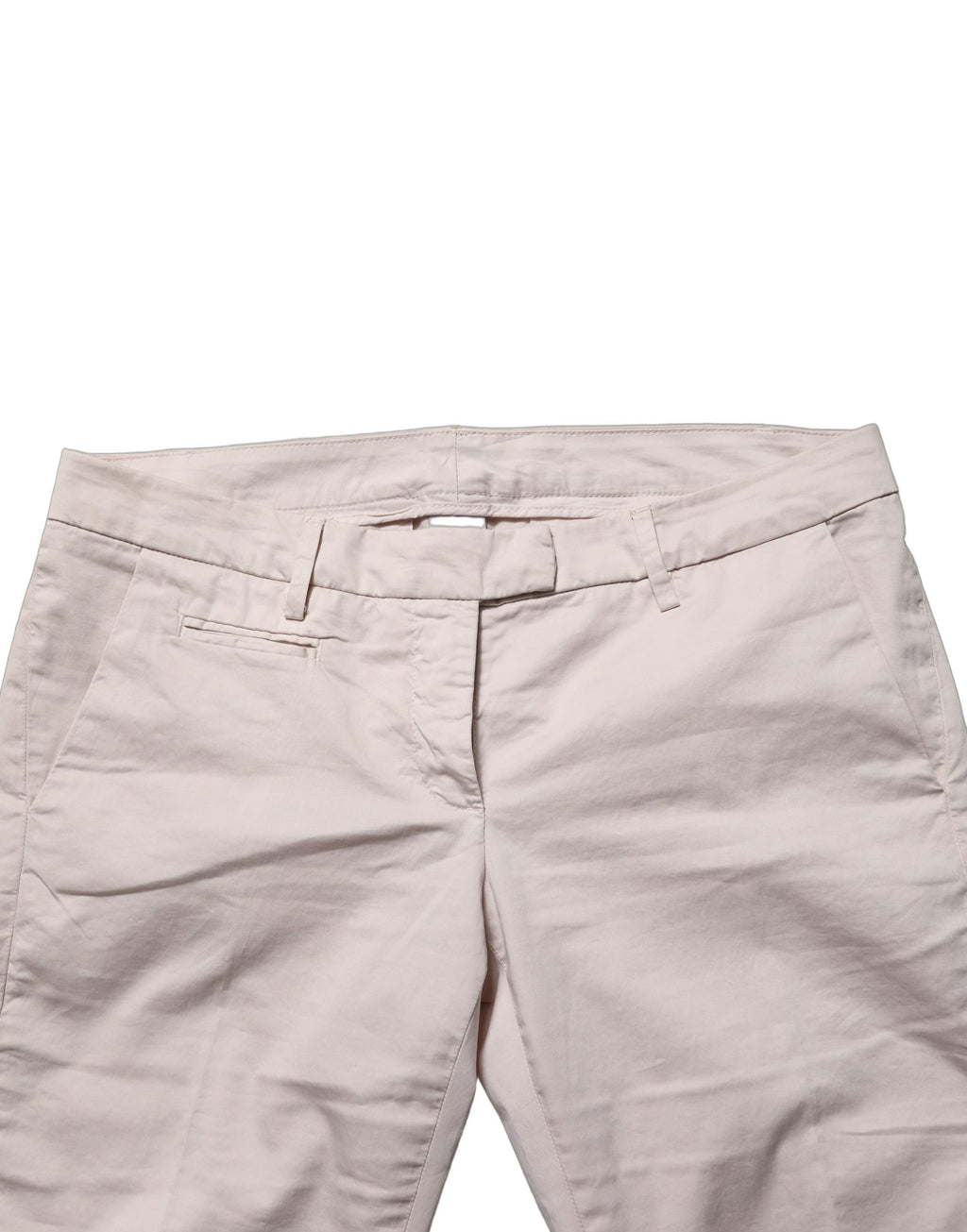 Pantalons pour femmes Versace Jeans Couture beige taille basse, coupe tapered, pantalon cropped élégant et tendance.