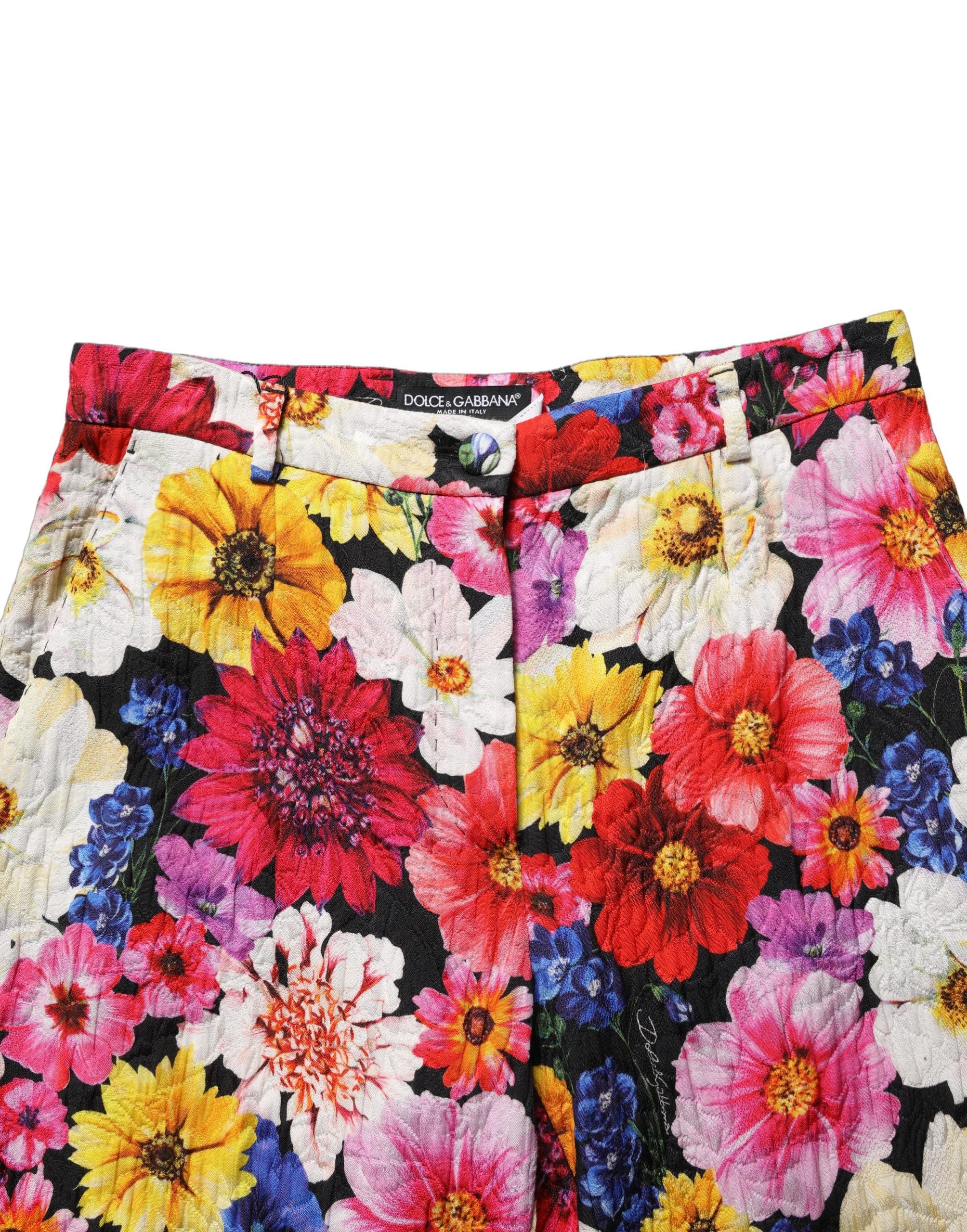 Pantalon tapered Dolce & Gabbana à imprimé floral multicolore, style élégant et tendance pour femme.