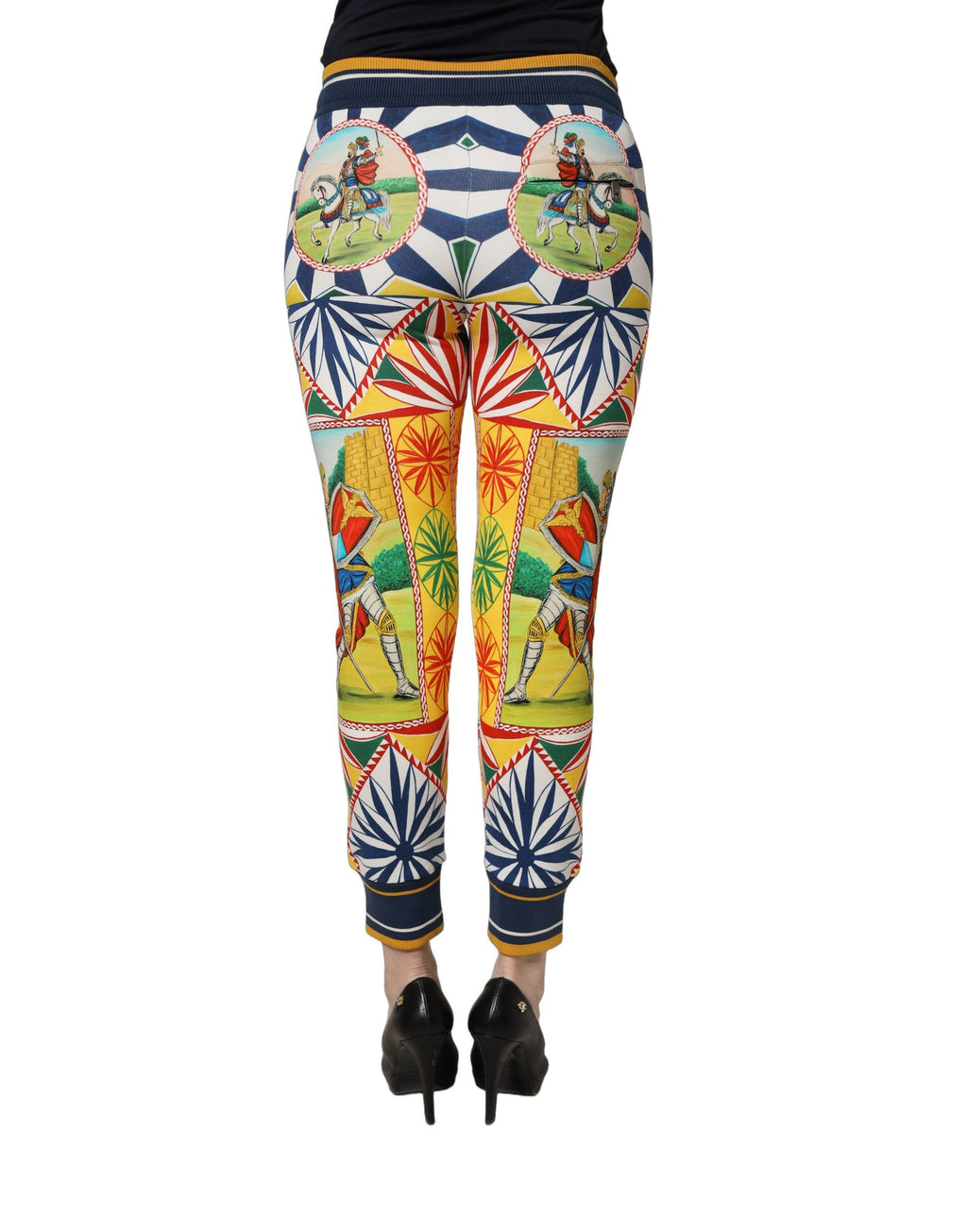 Pantalon jogging Dolce & Gabbana Siciliano Saretto multicolore avec motif coloré, tissu léger et coupe décontractée.