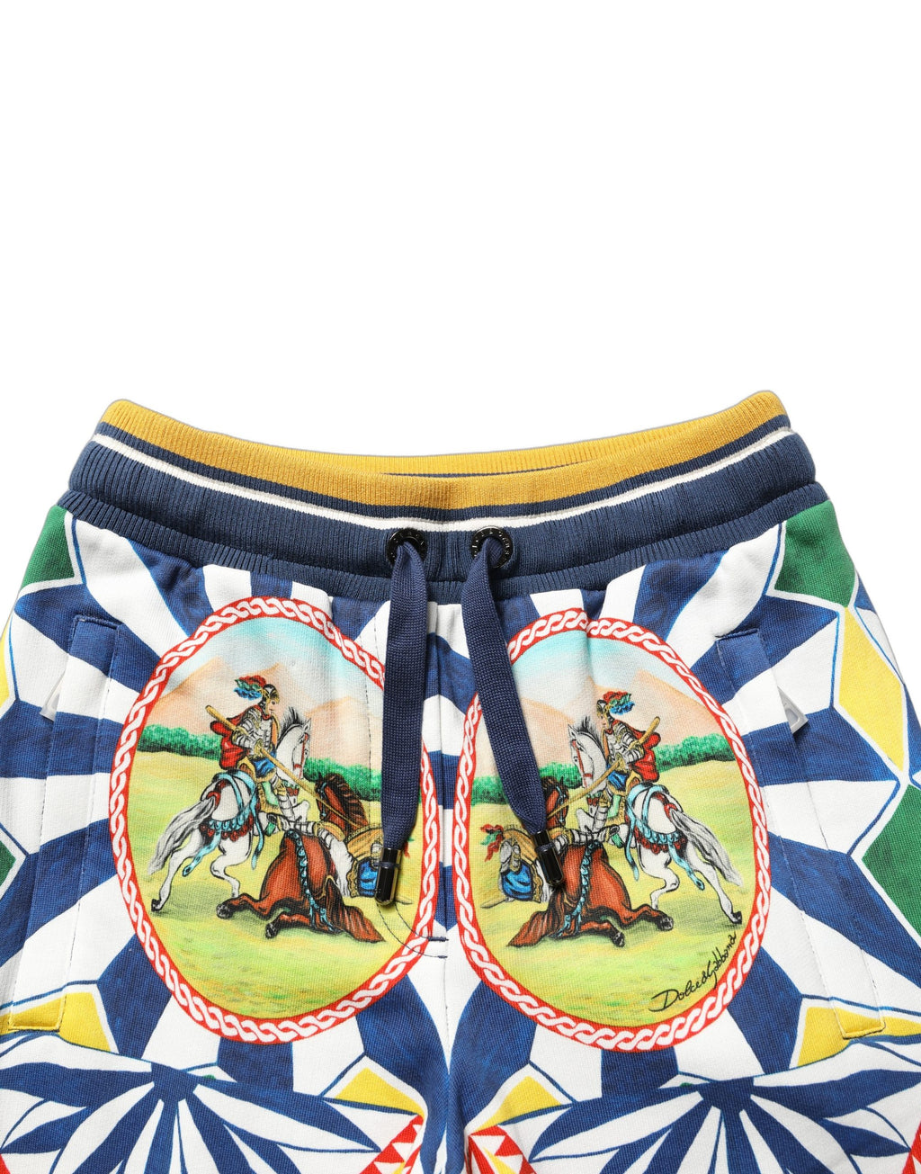 Pantalons Dolce & Gabbana Siciliano Saretto Joggers multicolores en tissu léger et confortable.