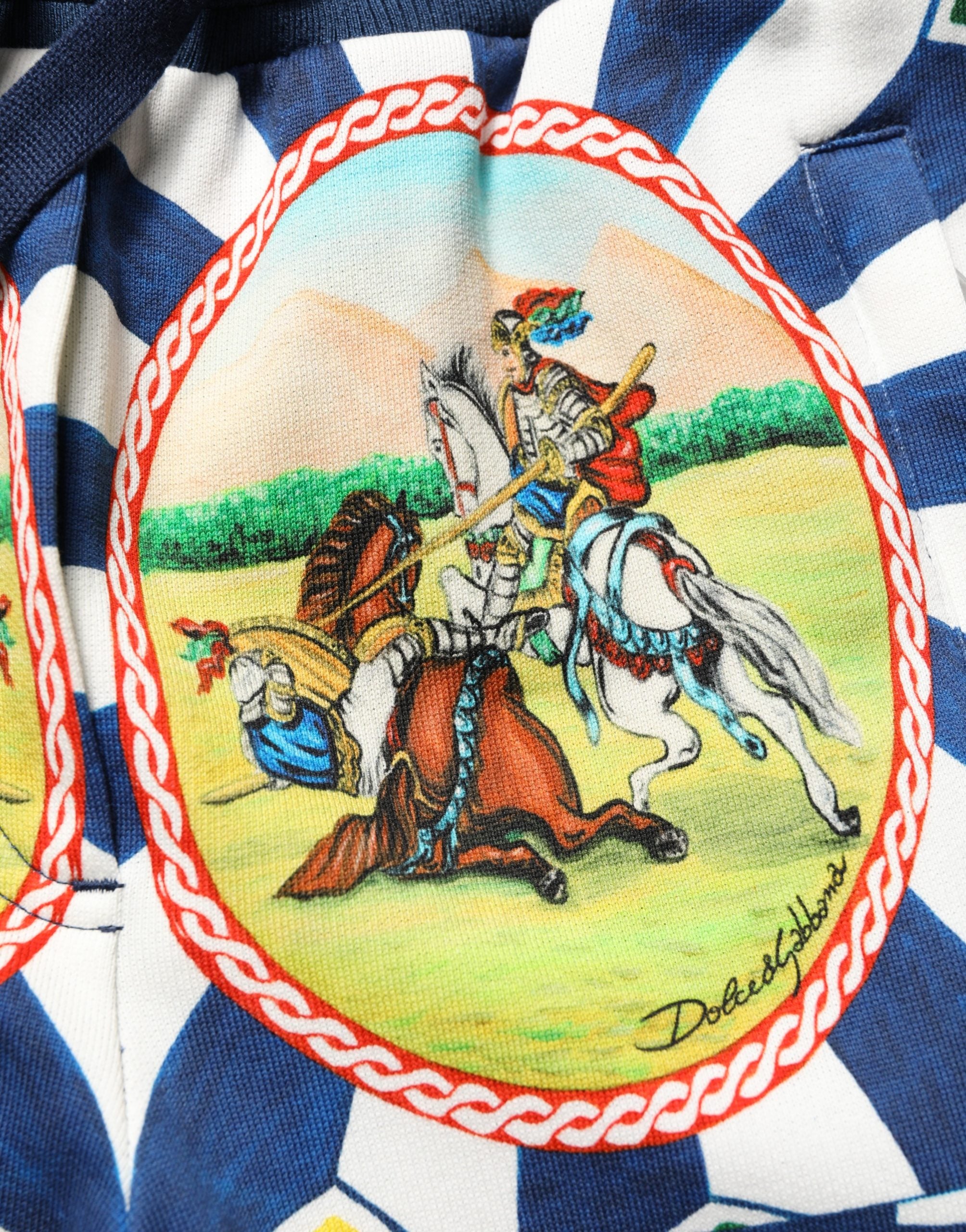 Pantalon jogger multicolore Dolce & Gabbana Siciliano Saretto, style décontracté avec motif coloré et ceinture élastique.