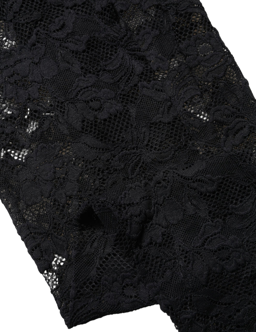 Chausssettes hautes en dentelle florale noire de Dolce & Gabbana, élégantes et sophistiquées pour femme.