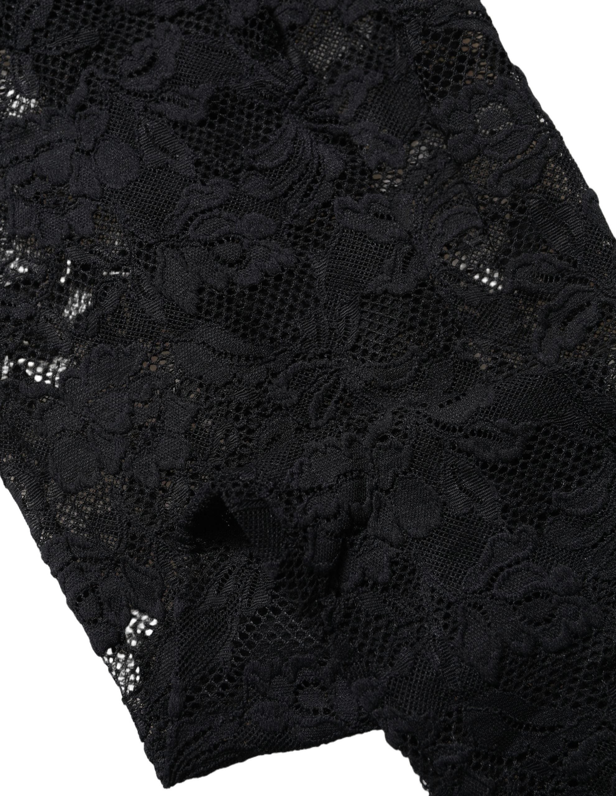 Chausssettes hautes en dentelle florale noire de Dolce & Gabbana, élégantes et sophistiquées pour femme.