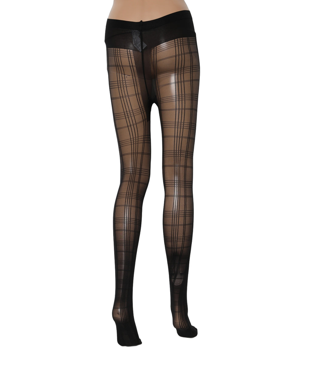 Collants noirs en nylon à motif tartan de Dolce & Gabbana, chaussettes élégantes et confortables pour femmes.