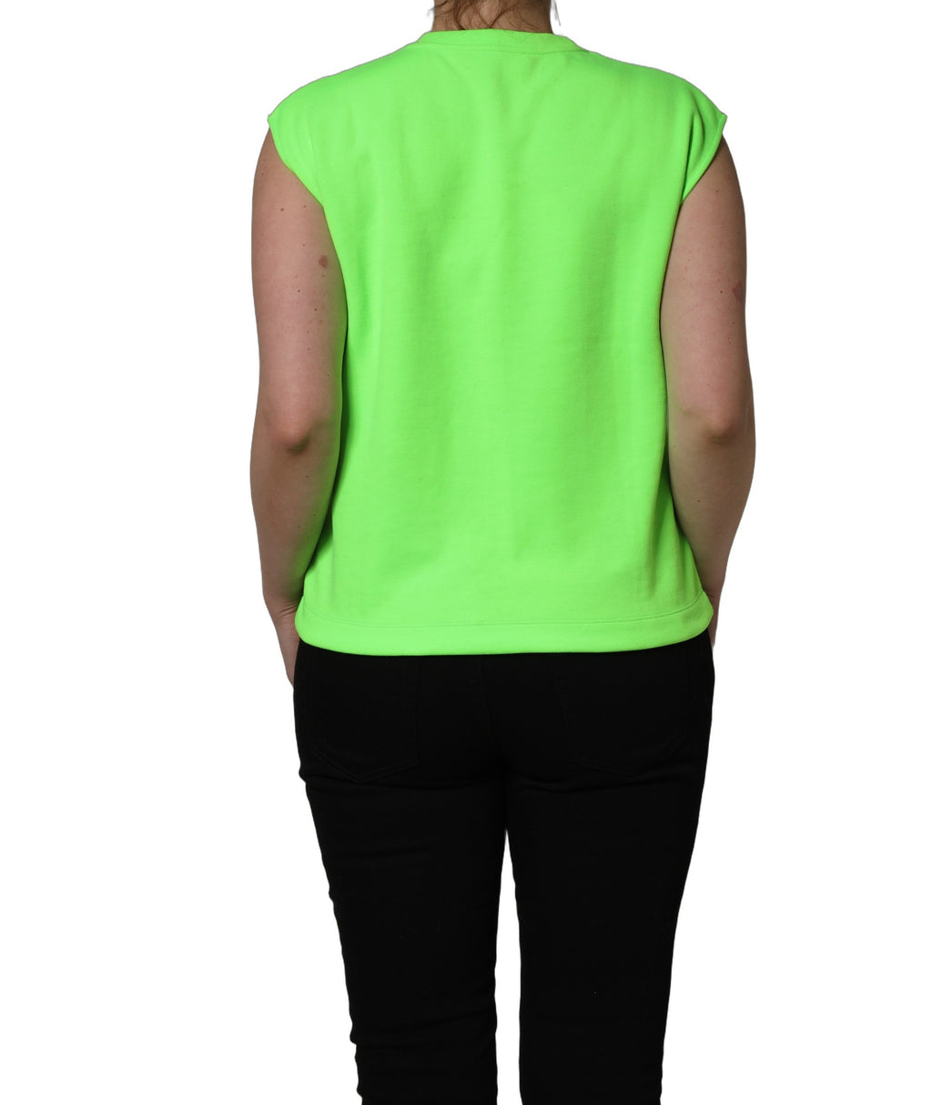 Haut sans manches en jersey à sequins vert néon de Dolce & Gabbana, style élégant et brillant.