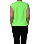 Haut sans manches en jersey à sequins vert néon de Dolce & Gabbana, style élégant et brillant.