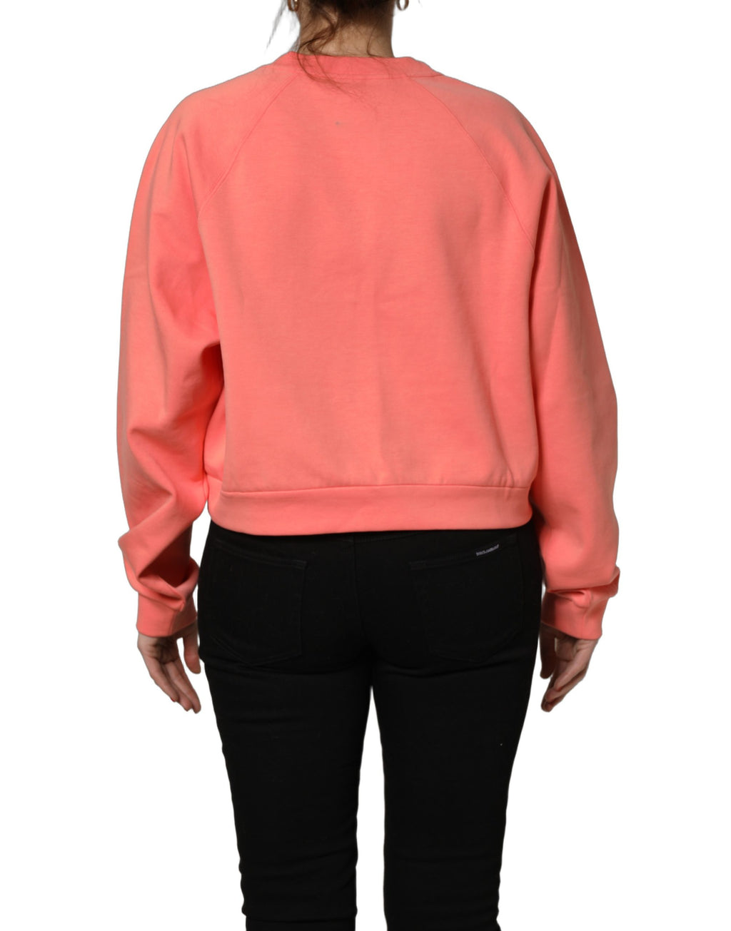 Sweat-shirt court rose à graphismes Dolce & Gabbana, col rond, en coton, avec motif coloré et style décontracté.