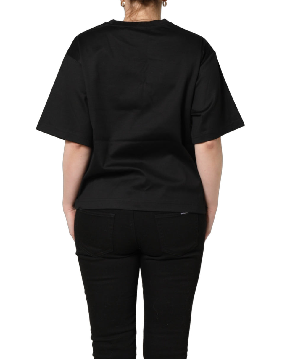T-shirt noir en jersey avec graphique à manches courtes et col rond de Dolce & Gabbana, style décontracté et tendance.