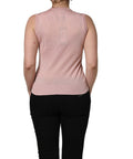 Débardeur sans manches en cachemire rose Dolce & Gabbana, tricoté, élégant et confortable, visible en gros plan.