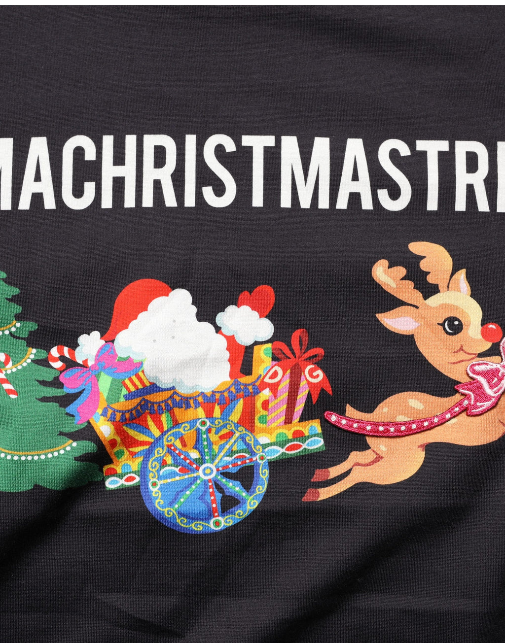 T-shirt en coton noir Dolce & Gabbana #IAMACHRISTMASTREE avec imprimé, images visibles sur le devant.
