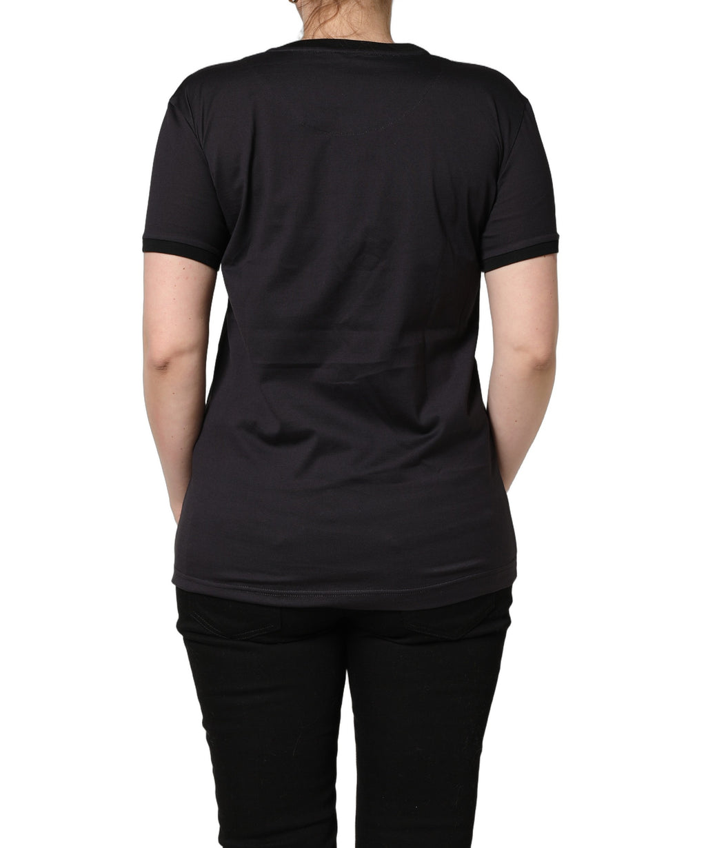 T-shirt en coton noir Dolce & Gabbana avec motif #IAMACHRISTMASTREE, design graphique visible sur le devant.