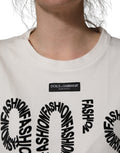 T-shirt sans manches en coton blanc de Dolce & Gabbana avec graphique moderne, porté sur un mannequin.