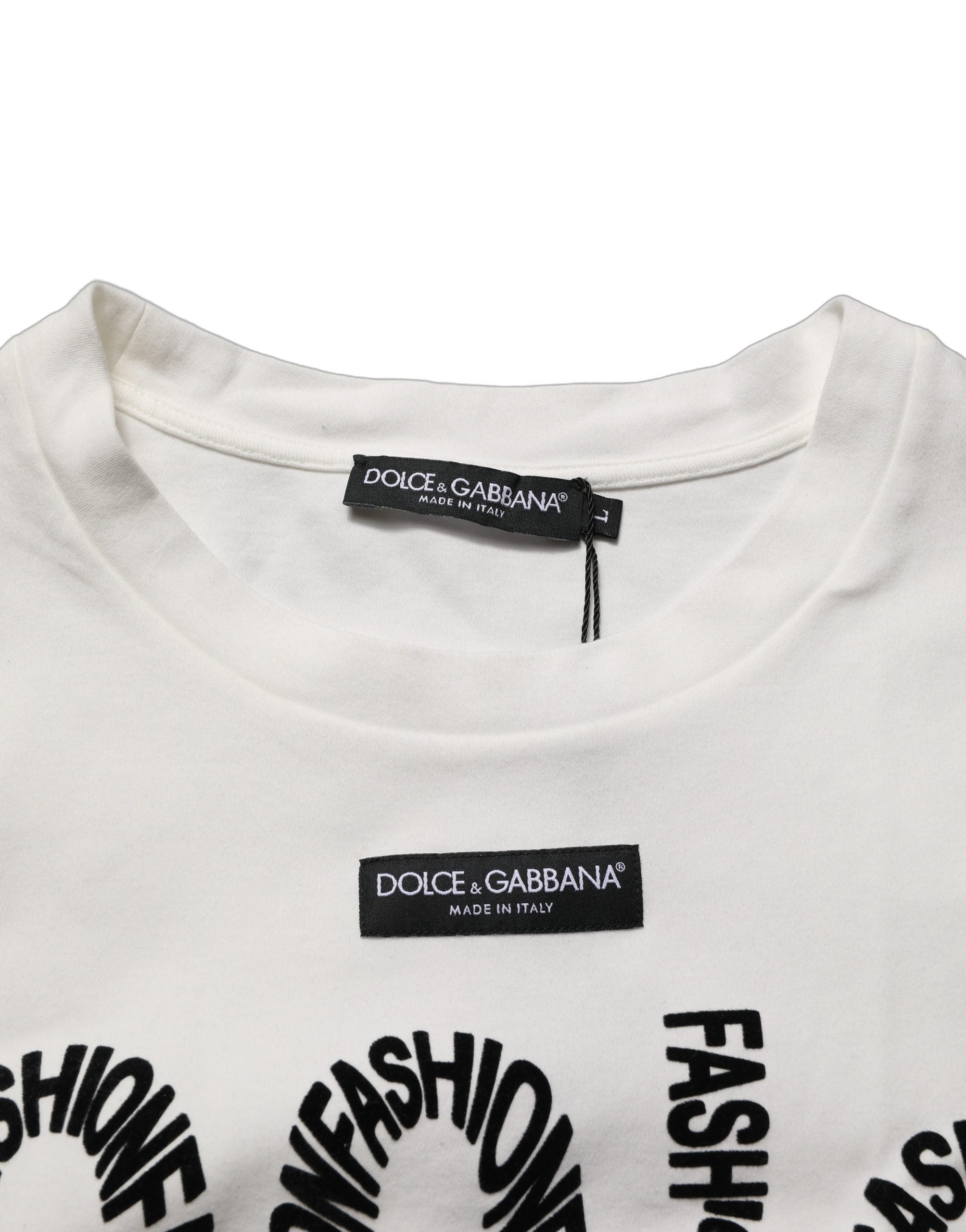 T-shirt sans manches en coton blanc avec graphique Dolce & Gabbana, vêtement décontracté pour homme.