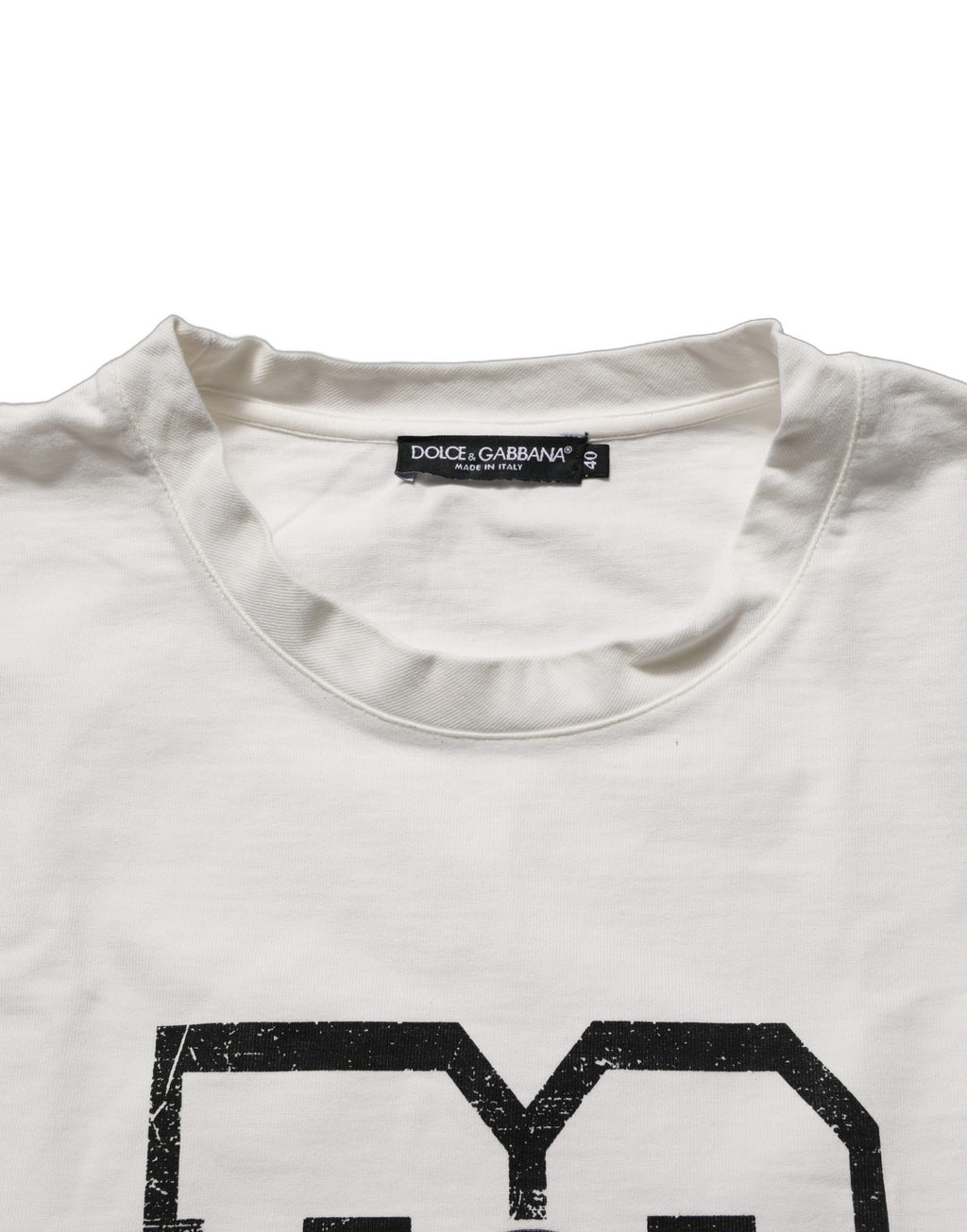 T-shirt court en jersey blanc Dolce & Gabbana avec logo imprimé en coton, style décontracté et moderne.