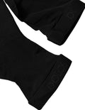 Chaussettes noires en nylon transparent de la marque Dolce & Gabbana, mi-thigh, style élégant et sexy, visibles en détail dans l’image.