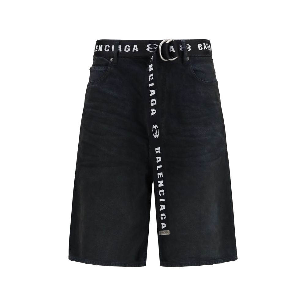 Balenciaga Black Cotton Bermuda Shorts