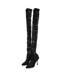 Chaussures Dolce & Gabbana Taormina en dentelle noire, bottines à talons, élégantes et sophistiquées pour femmes.