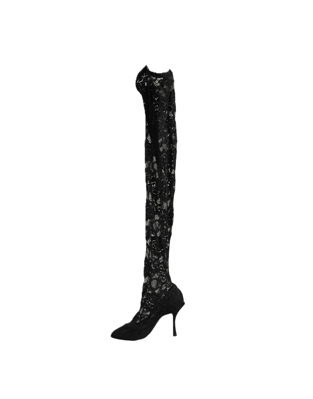 Chaussures Dolce & Gabbana Taormina en dentelle noire, bottines élégantes avec talon et design sophistiqué.