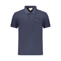 Chemise polo homme Calvin Klein en coton bleu, col classique et logo discret, vue de face.