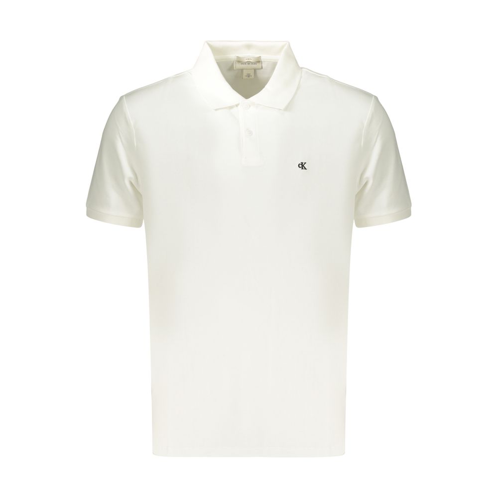 Chemise polo blanche pour homme de Calvin Klein en coton, avec col classique et logo discret sur la poitrine.