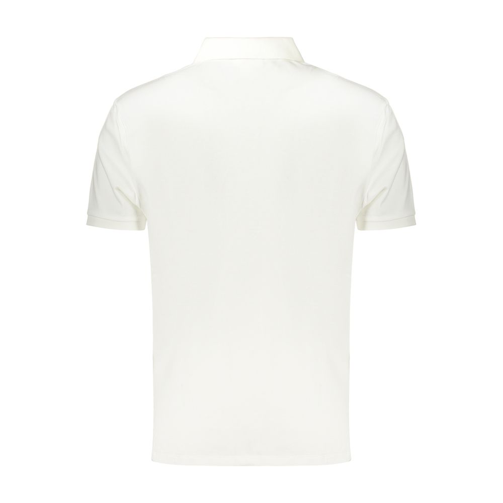 Chemise polo blanche pour homme de la marque Calvin Klein en coton, col classique et manches courtes.