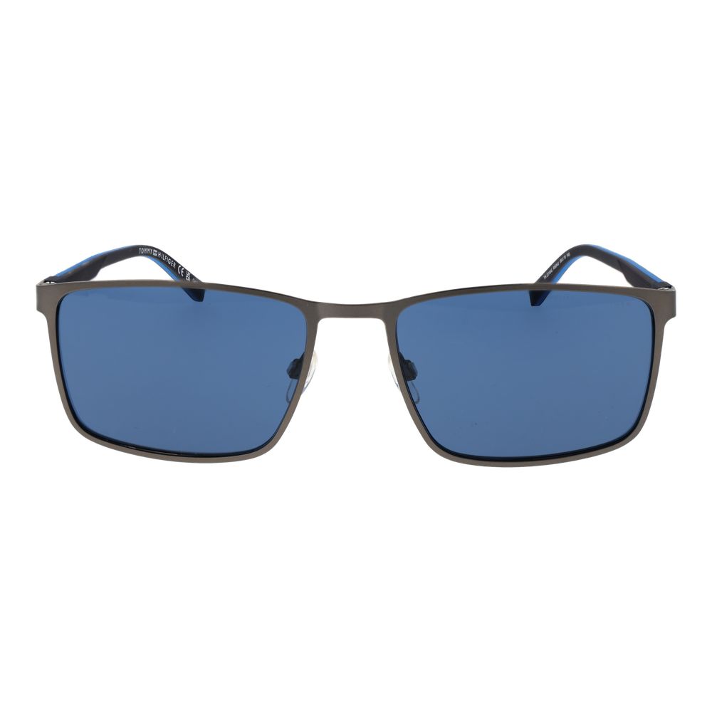 Lunettes de soleil gris en métal de la marque Tommy Hilfiger, avec monture élégante et design moderne.