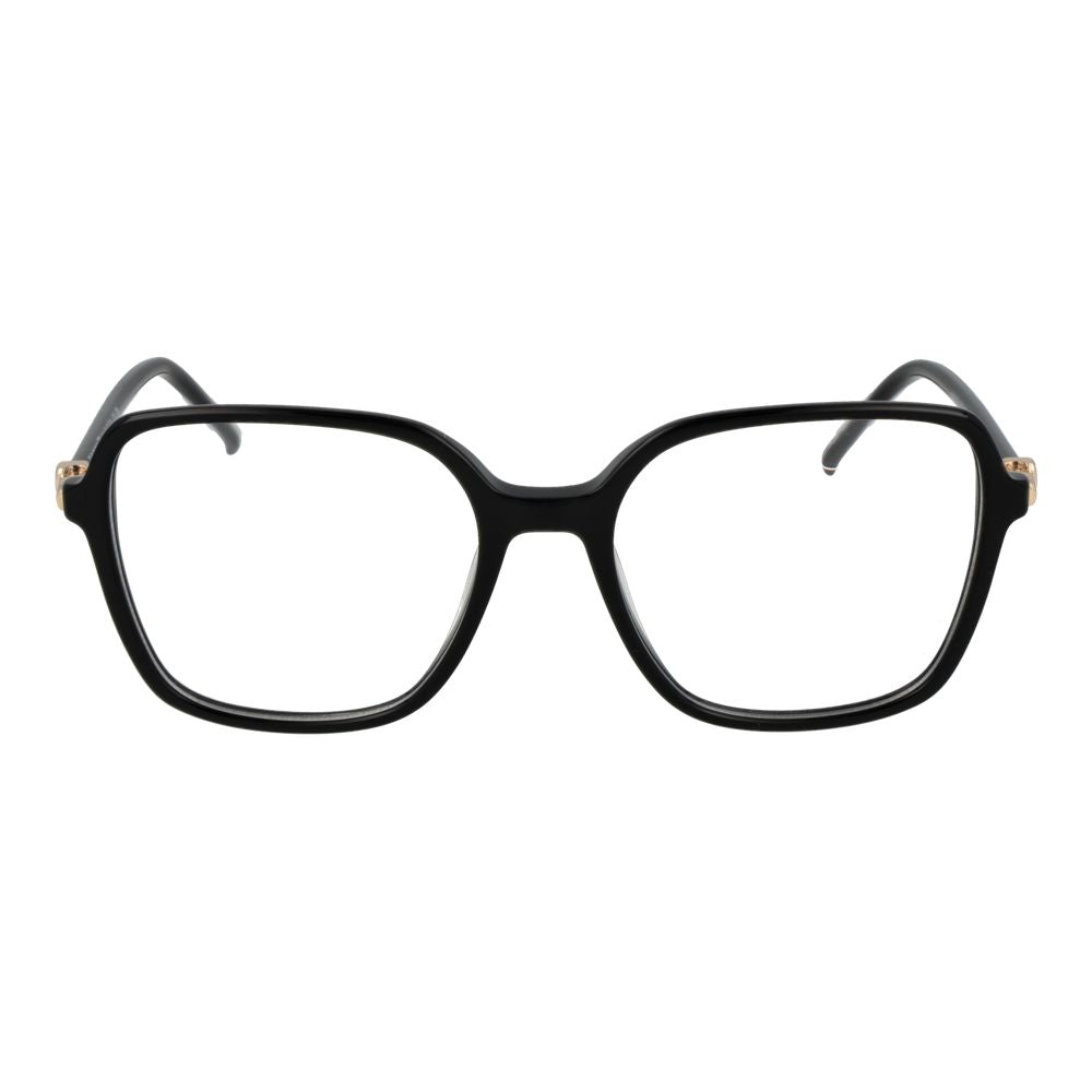 Lunettes noires Tommy Hilfiger en acétate avec monture élégante et moderne, vue de face.