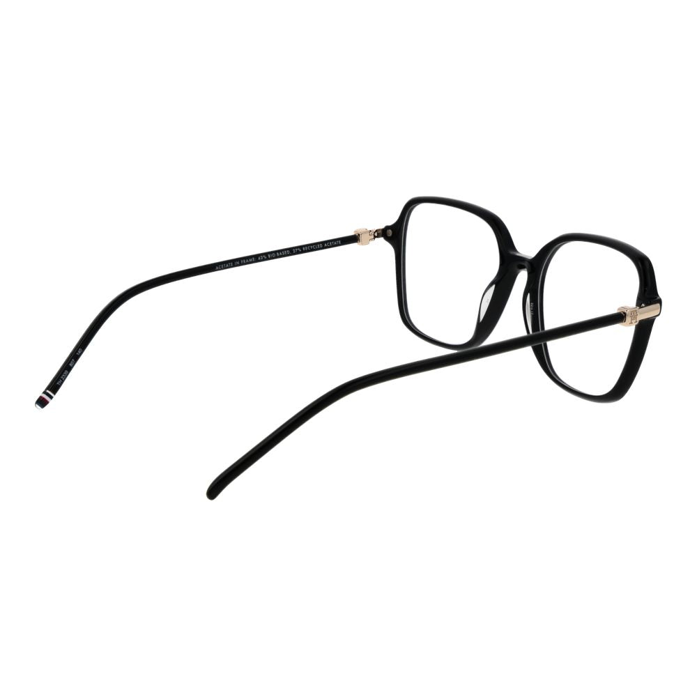 Lunettes Tommy Hilfiger en acétate noir avec monture rectangulaire, style élégant pour homme ou femme.