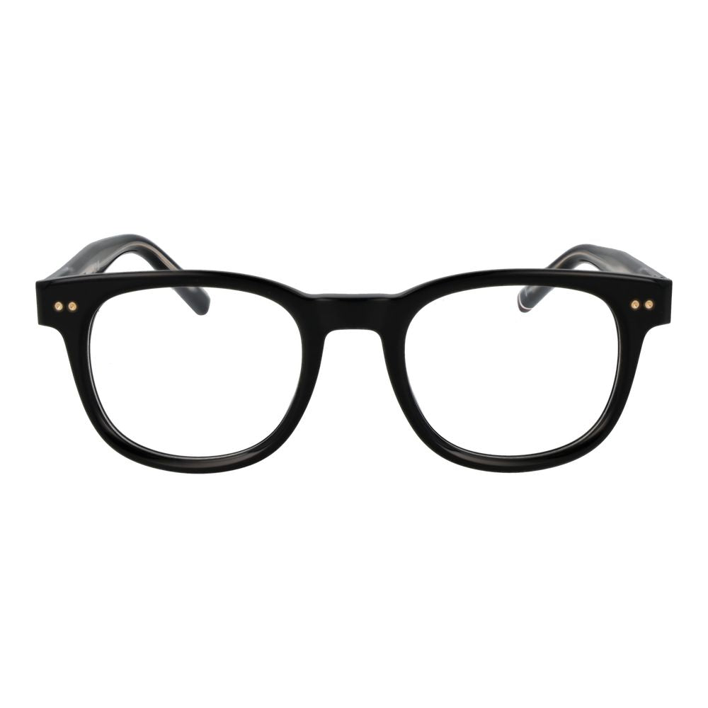 Lunettes Tommy Hilfiger en acétate noir avec monture élégante et moderne, vue de face sur fond blanc.