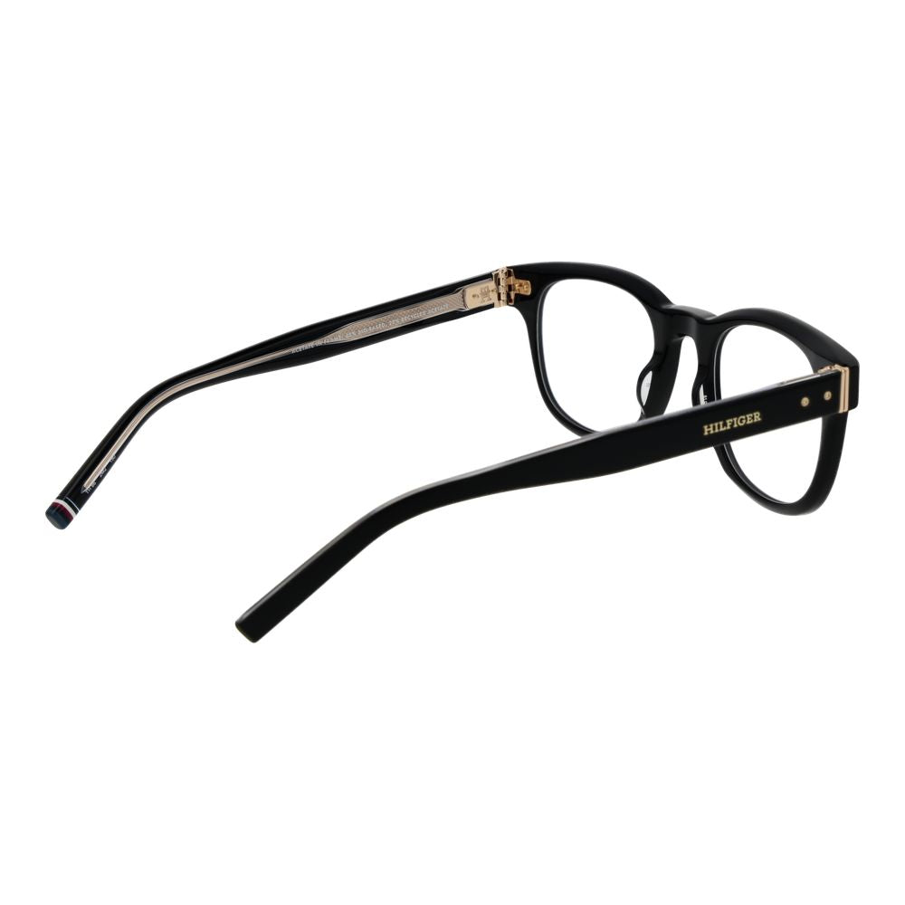 Lunettes Tommy Hilfiger en acétate noir avec monture élégante et moderne, vues de face.