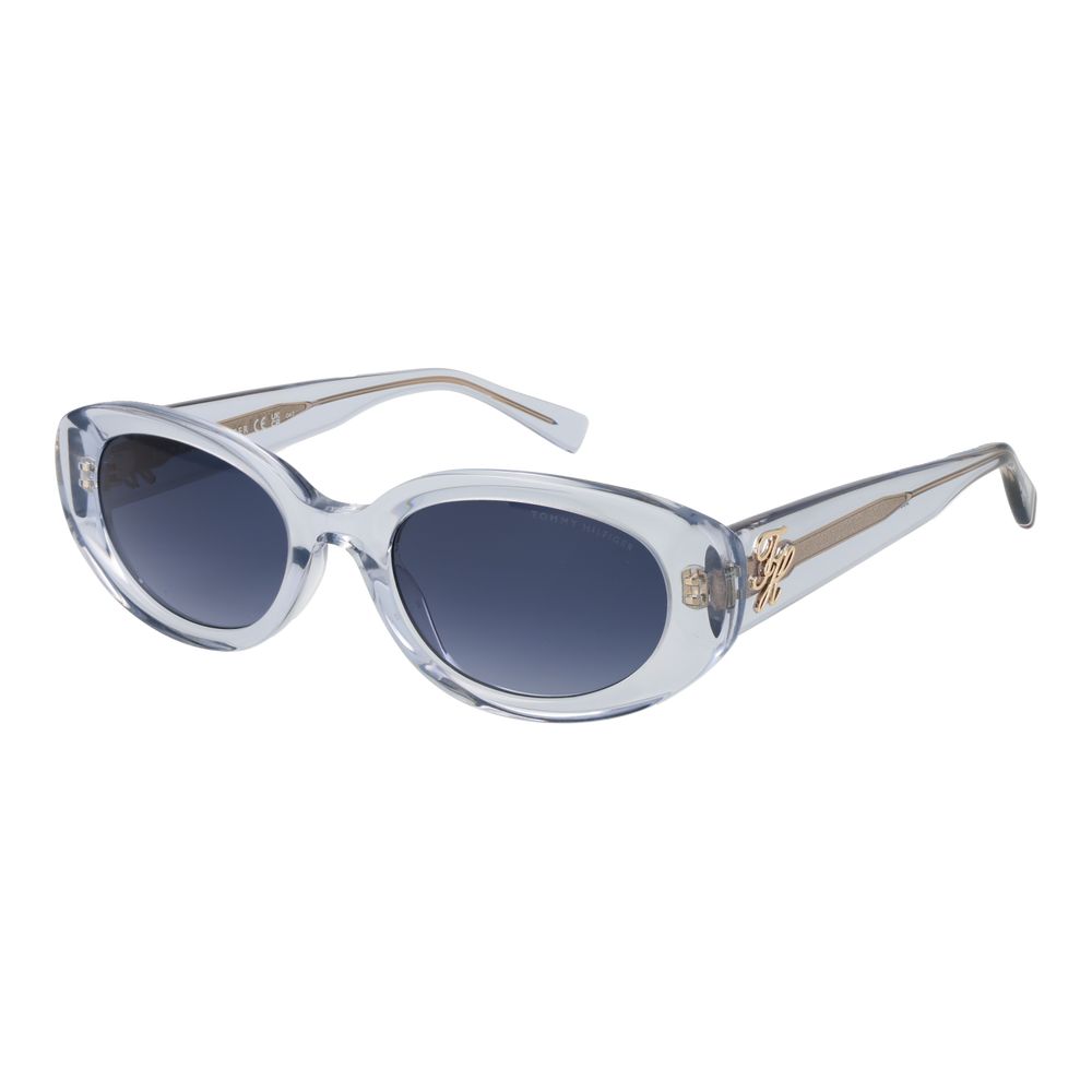 Lunettes de soleil en acétate bleu Tommy Hilfiger avec monture élégante et moderne, vue de face.